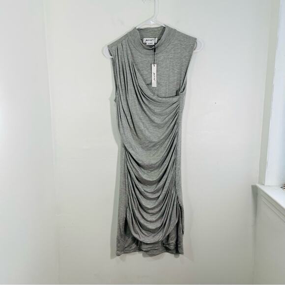 NWT The Line By K Ayme Gray Ruched Mock Neck Sleeveless Mini Dress XL - Picture 2 of 12